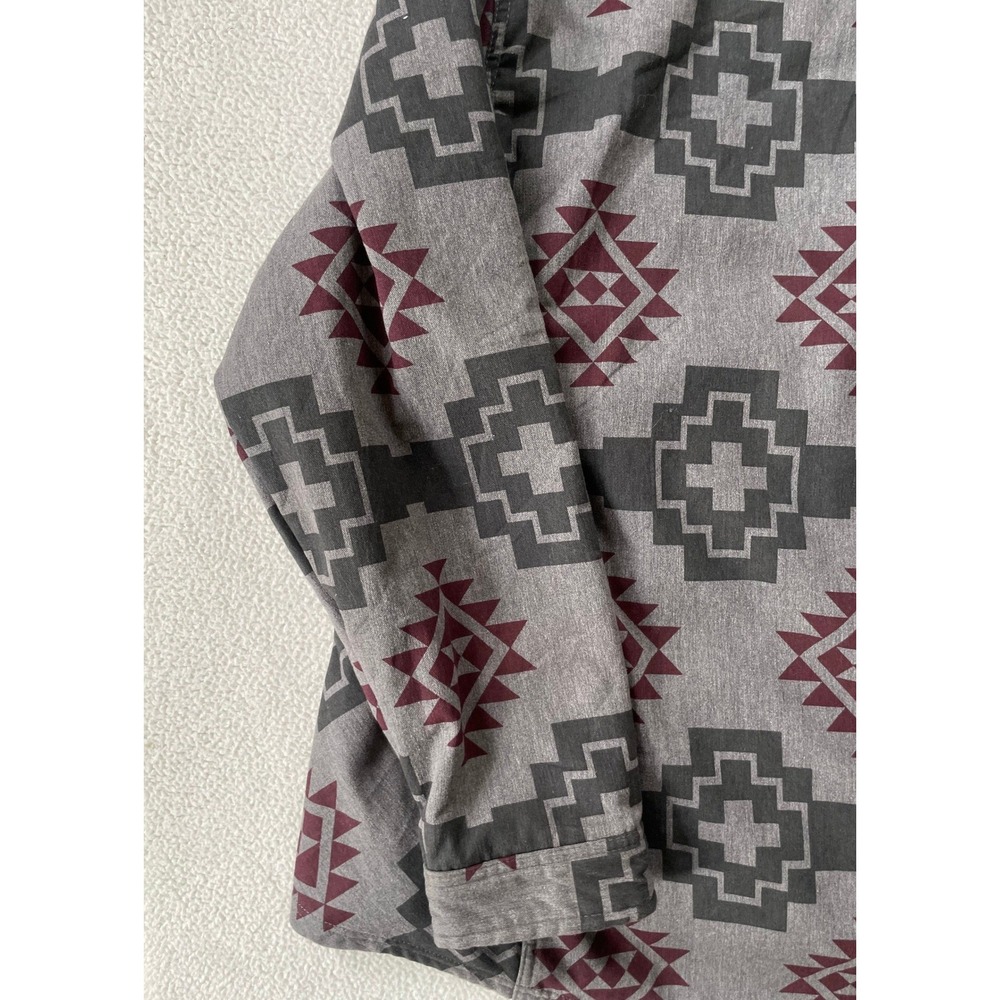 Noble Outfitters Womens XXL Hooded Flannel Jacket Grey Southwestern Aztec Lined - Picture 16 of 16